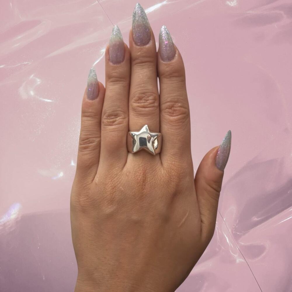 Y2K edgy chunky star 925 Sterling Silver ring  Size 7